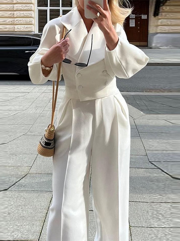 Korte jas & hoge taille broek set